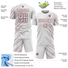 Charger l'image dans la galerie, Custom White Burgundy Lines Sports Sublimation Soccer Uniform Jersey