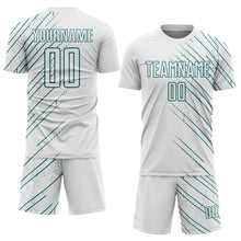 Charger l'image dans la galerie, Custom White Teal Lines Sports Sublimation Soccer Uniform Jersey