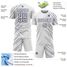 Charger l'image dans la galerie, Custom White Navy Lines Sports Sublimation Soccer Uniform Jersey