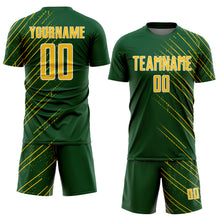 Load image into Gallery viewer, Custom Green Yellow-White Lines Sports Sublimation Soccer Uniform Jersey