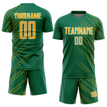 Load image into Gallery viewer, Custom Kelly Green Gold-White Lines Sports Sublimation Soccer Uniform Jersey