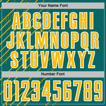 Загрузить изображение в средство просмотра галереи, Custom Teal Gold-White Lines Sports Sublimation Soccer Uniform Jersey