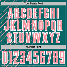 Загрузить изображение в средство просмотра галереи, Custom Teal Medium Pink-White Lines Sports Sublimation Soccer Uniform Jersey