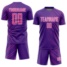 Laden Sie das Bild in den Galerie-Viewer, Custom Purple Pink-White Lines Sports Sublimation Soccer Uniform Jersey
