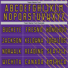 Laden Sie das Bild in den Galerie-Viewer, Custom Purple Old Gold-Black Lines Sports Sublimation Soccer Uniform Jersey