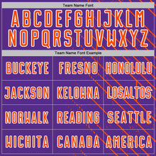 Laden Sie das Bild in den Galerie-Viewer, Custom Purple Orange-White Lines Sports Sublimation Soccer Uniform Jersey