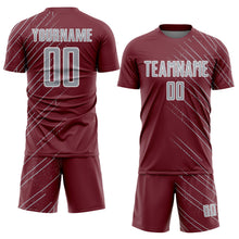 Загрузить изображение в средство просмотра галереи, Custom Burgundy Gray-White Lines Sports Sublimation Soccer Uniform Jersey
