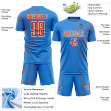 Загрузить изображение в средство просмотра галереи, Custom Powder Blue Orange-White Lines Sports Sublimation Soccer Uniform Jersey