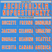 Загрузить изображение в средство просмотра галереи, Custom Powder Blue Orange-White Lines Sports Sublimation Soccer Uniform Jersey