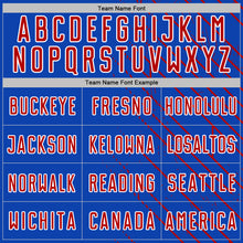 Загрузить изображение в средство просмотра галереи, Custom Thunder Blue Red-White Lines Sports Sublimation Soccer Uniform Jersey