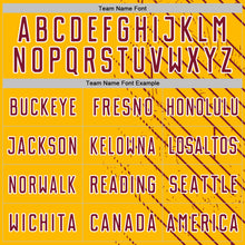 Laden Sie das Bild in den Galerie-Viewer, Custom Gold Crimson-White Lines Sports Sublimation Soccer Uniform Jersey