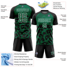 Charger l'image dans la galerie, Custom Black Kelly Green-White Animal Leopard Print Sports Sublimation Soccer Uniform Jersey