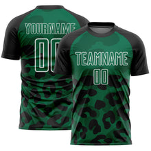 Charger l'image dans la galerie, Custom Black Kelly Green-White Animal Leopard Print Sports Sublimation Soccer Uniform Jersey