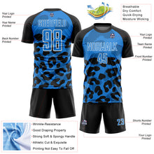 Load image into Gallery viewer, Custom Black Powder Blue-White Animal Leopard Print Sports Sublimation Soccer Uniform Jersey