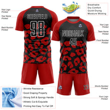 Laden Sie das Bild in den Galerie-Viewer, Custom Red Black-White Animal Leopard Print Sports Sublimation Soccer Uniform Jersey