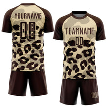 Charger l'image dans la galerie, Custom Brown Cream Animal Leopard Print Sports Sublimation Soccer Uniform Jersey