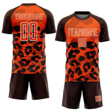 Load image into Gallery viewer, Custom Brown Orange-White Animal Leopard Print Sports Sublimation Soccer Uniform Jersey
