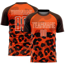 Load image into Gallery viewer, Custom Brown Orange-White Animal Leopard Print Sports Sublimation Soccer Uniform Jersey