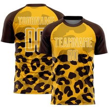 Charger l'image dans la galerie, Custom Brown Gold-White Animal Leopard Print Sports Sublimation Soccer Uniform Jersey