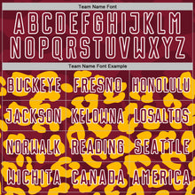 Laden Sie das Bild in den Galerie-Viewer, Custom Gold Crimson-White Animal Leopard Print Sports Sublimation Soccer Uniform Jersey