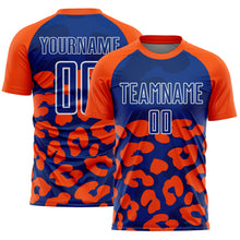 Загрузить изображение в средство просмотра галереи, Custom Orange Royal-White Animal Leopard Print Sports Sublimation Soccer Uniform Jersey