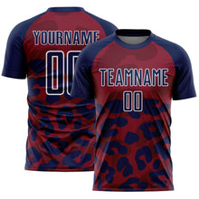 Загрузить изображение в средство просмотра галереи, Custom Navy Crimson-White Animal Leopard Print Sports Sublimation Soccer Uniform Jersey