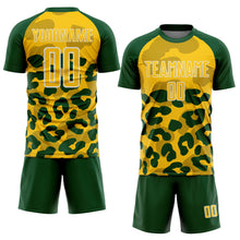 Load image into Gallery viewer, Custom Green Yellow-White Animal Leopard Print Sports Sublimation Soccer Uniform Jersey