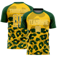 Load image into Gallery viewer, Custom Green Yellow-White Animal Leopard Print Sports Sublimation Soccer Uniform Jersey