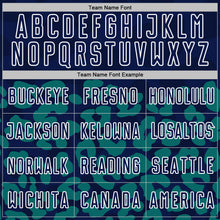 Laden Sie das Bild in den Galerie-Viewer, Custom Teal Navy-White Animal Leopard Print Sports Sublimation Soccer Uniform Jersey