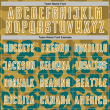 Загрузить изображение в средство просмотра галереи, Custom Teal Old Gold-White Animal Leopard Print Sports Sublimation Soccer Uniform Jersey