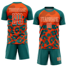 Загрузить изображение в средство просмотра галереи, Custom Teal Orange-White Animal Leopard Print Sports Sublimation Soccer Uniform Jersey