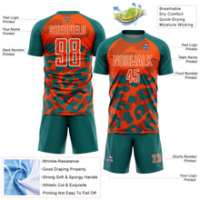 Загрузить изображение в средство просмотра галереи, Custom Teal Orange-White Animal Leopard Print Sports Sublimation Soccer Uniform Jersey