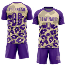 Laden Sie das Bild in den Galerie-Viewer, Custom Purple Cream Animal Leopard Print Sports Sublimation Soccer Uniform Jersey