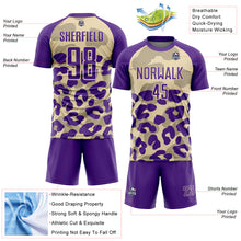 Laden Sie das Bild in den Galerie-Viewer, Custom Purple Cream Animal Leopard Print Sports Sublimation Soccer Uniform Jersey