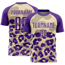 Laden Sie das Bild in den Galerie-Viewer, Custom Purple Cream Animal Leopard Print Sports Sublimation Soccer Uniform Jersey