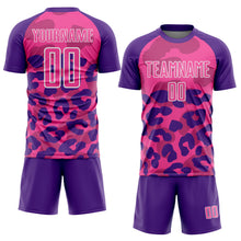 Laden Sie das Bild in den Galerie-Viewer, Custom Purple Pink-White Animal Leopard Print Sports Sublimation Soccer Uniform Jersey