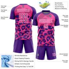 Laden Sie das Bild in den Galerie-Viewer, Custom Purple Pink-White Animal Leopard Print Sports Sublimation Soccer Uniform Jersey