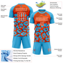 Загрузить изображение в средство просмотра галереи, Custom Sky Blue Orange-White Animal Leopard Print Sports Sublimation Soccer Uniform Jersey
