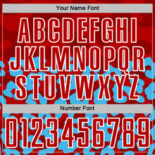 Laden Sie das Bild in den Galerie-Viewer, Custom Sky Blue Red-White Animal Leopard Print Sports Sublimation Soccer Uniform Jersey