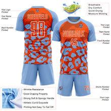Laden Sie das Bild in den Galerie-Viewer, Custom Light Blue Orange-White Animal Leopard Print Sports Sublimation Soccer Uniform Jersey