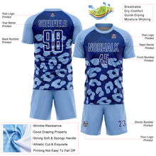 Load image into Gallery viewer, Custom Light Blue Royal-White Animal Leopard Print Sports Sublimation Soccer Uniform Jersey