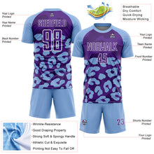 Загрузить изображение в средство просмотра галереи, Custom Light Blue Purple-White Animal Leopard Print Sports Sublimation Soccer Uniform Jersey