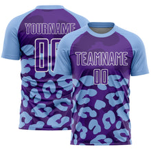 Загрузить изображение в средство просмотра галереи, Custom Light Blue Purple-White Animal Leopard Print Sports Sublimation Soccer Uniform Jersey
