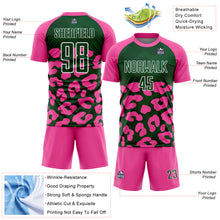 Charger l'image dans la galerie, Custom Pink Green-White Animal Leopard Print Sports Sublimation Soccer Uniform Jersey