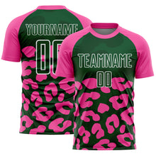Charger l'image dans la galerie, Custom Pink Green-White Animal Leopard Print Sports Sublimation Soccer Uniform Jersey