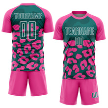 Charger l'image dans la galerie, Custom Pink Teal-White Animal Leopard Print Sports Sublimation Soccer Uniform Jersey