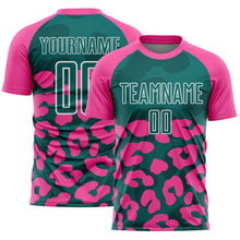 Charger l'image dans la galerie, Custom Pink Teal-White Animal Leopard Print Sports Sublimation Soccer Uniform Jersey