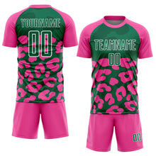 Charger l'image dans la galerie, Custom Pink Kelly Green-White Animal Leopard Print Sports Sublimation Soccer Uniform Jersey