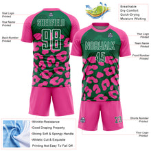 Charger l'image dans la galerie, Custom Pink Kelly Green-White Animal Leopard Print Sports Sublimation Soccer Uniform Jersey