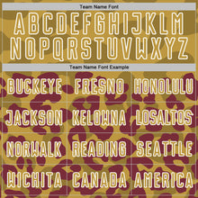 Charger l'image dans la galerie, Custom Burgundy Old Gold-White Animal Leopard Print Sports Sublimation Soccer Uniform Jersey